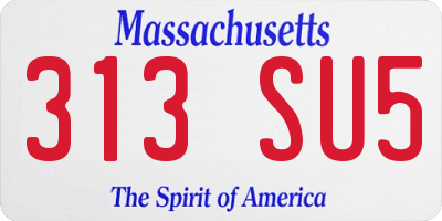 MA license plate 313SU5