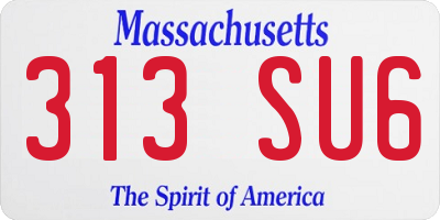 MA license plate 313SU6