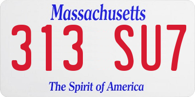 MA license plate 313SU7
