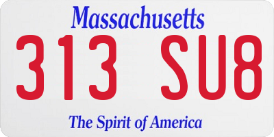 MA license plate 313SU8