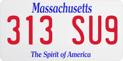 MA license plate 313SU9