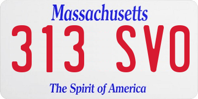 MA license plate 313SV0