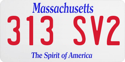 MA license plate 313SV2
