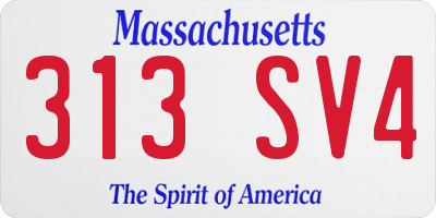 MA license plate 313SV4