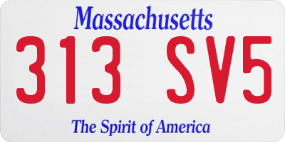 MA license plate 313SV5