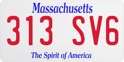 MA license plate 313SV6