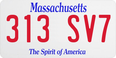 MA license plate 313SV7
