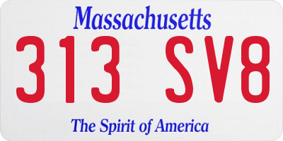 MA license plate 313SV8