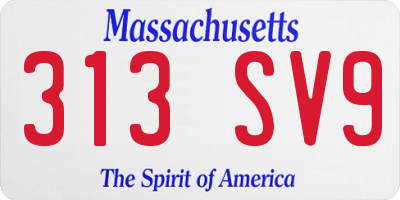 MA license plate 313SV9