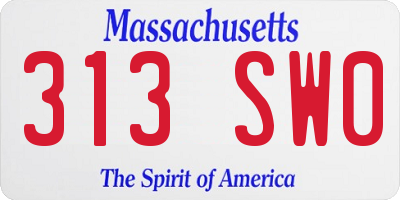 MA license plate 313SW0