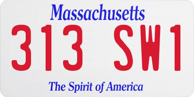 MA license plate 313SW1