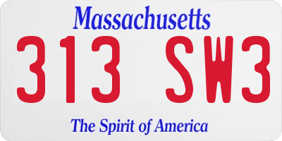 MA license plate 313SW3