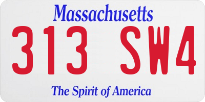 MA license plate 313SW4
