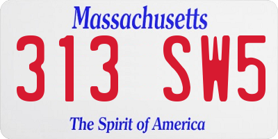 MA license plate 313SW5