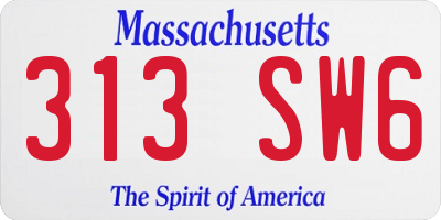 MA license plate 313SW6