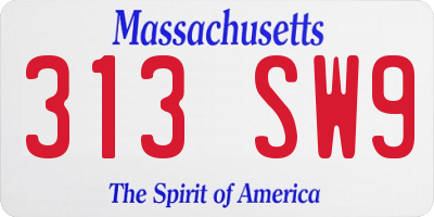 MA license plate 313SW9