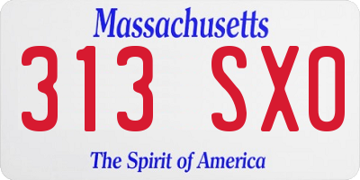 MA license plate 313SX0