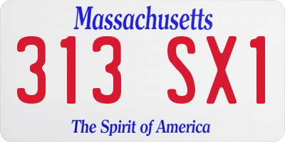 MA license plate 313SX1