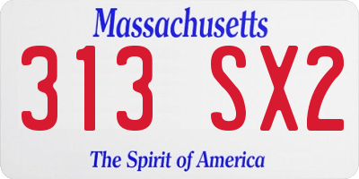 MA license plate 313SX2