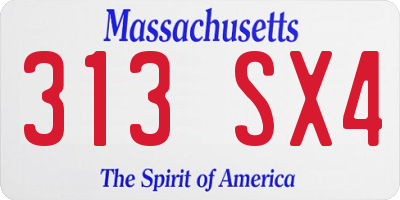 MA license plate 313SX4