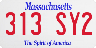 MA license plate 313SY2