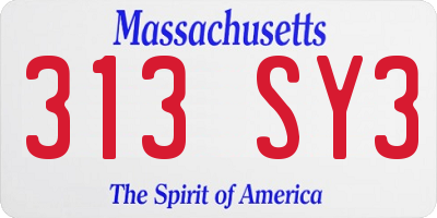 MA license plate 313SY3