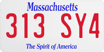 MA license plate 313SY4