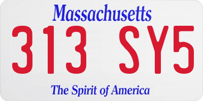 MA license plate 313SY5
