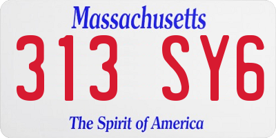 MA license plate 313SY6