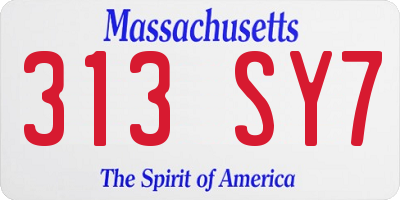 MA license plate 313SY7