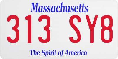 MA license plate 313SY8