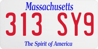 MA license plate 313SY9