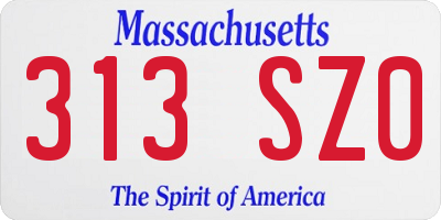 MA license plate 313SZ0