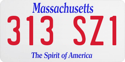 MA license plate 313SZ1
