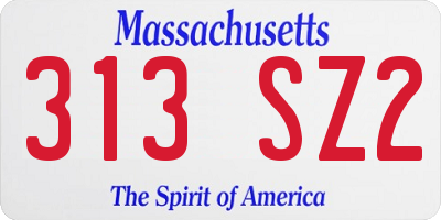 MA license plate 313SZ2
