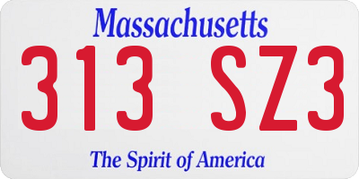 MA license plate 313SZ3