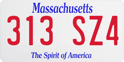 MA license plate 313SZ4