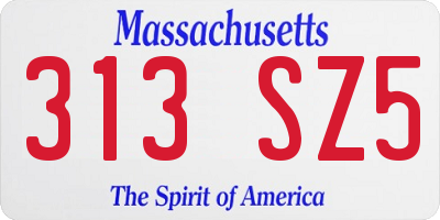 MA license plate 313SZ5