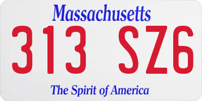 MA license plate 313SZ6