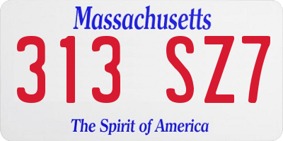 MA license plate 313SZ7