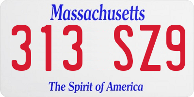 MA license plate 313SZ9