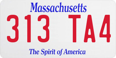 MA license plate 313TA4