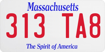 MA license plate 313TA8