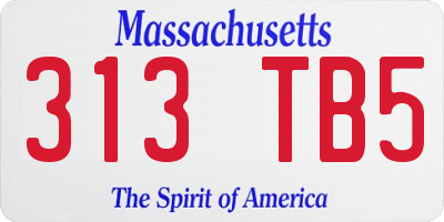 MA license plate 313TB5