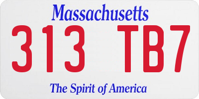 MA license plate 313TB7