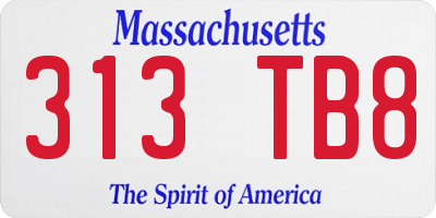 MA license plate 313TB8