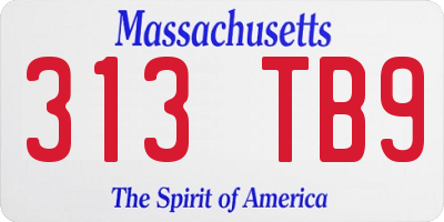 MA license plate 313TB9