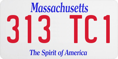 MA license plate 313TC1