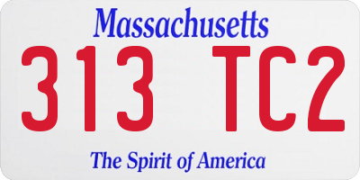 MA license plate 313TC2