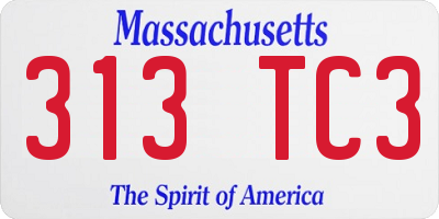 MA license plate 313TC3
